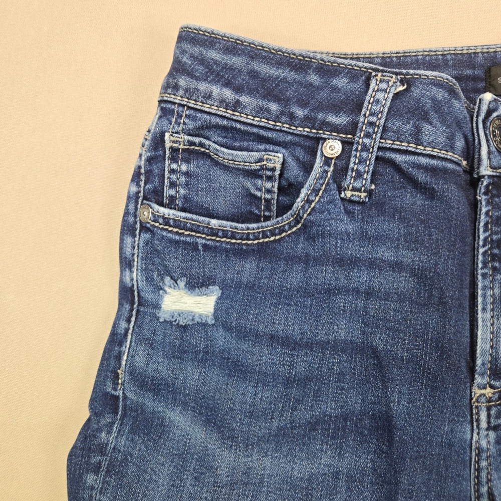 Silver Jeans Co Elyse Skinny Distressed Flap Pocket Blue Denim Women W29 L31 - Picture 5 of 12